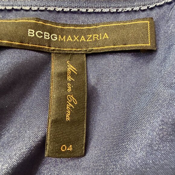 BCBGMAXAZRIA 100% Silk Strapless Sapphire Blue Embellished Gown Women’s Size 4 - Picture 9 of 12